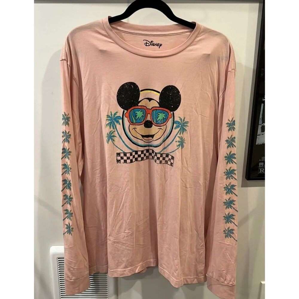 Disney Mickey Mouse Tropical Palm Tree Long Sleeve Shirt Women’s 2XL